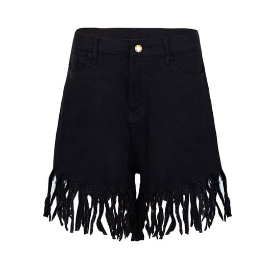 Cross-Border Wholesale Amazon Europe And America Fringed Women'S Denim Women'S Shorts Casual Straight-Leg Pants