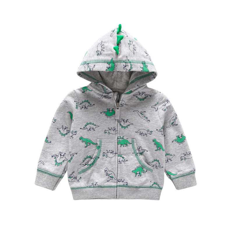 27Kid Toddlers Hoodies Boys Girls Spring  Jacket Little Baby Infant Dinosuar Cartoon Hooded Kids Cute Boys Outwear Sweatshirt