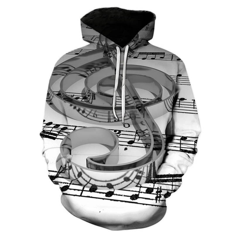 Factory Outlet Cross-border Amazon 3D Digital Printing Guitar Pattern Sweatshirt Men's Loose Hooded Pullover