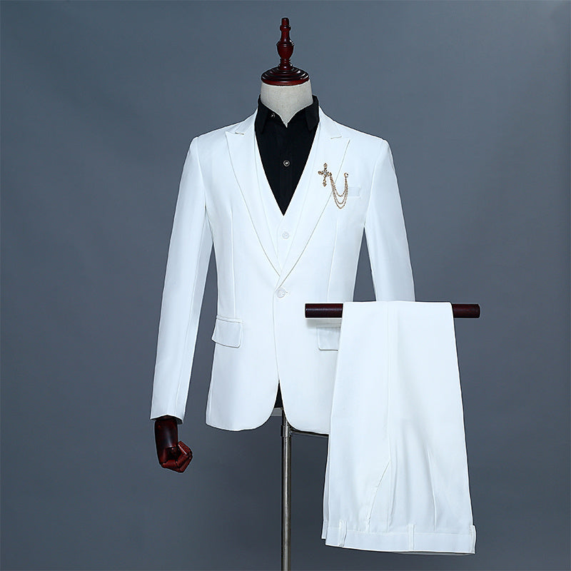 Three-piece Suit Of Men's Groom And Best Man Dress Vest