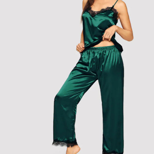 Pajamas Simulation Silk Summer Long Pajamas Two-Piece Suit