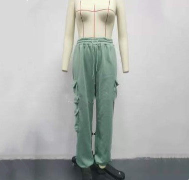 Independent Station Autumn Winter Multi-pocket Overalls Women's High Waist Loose Casual Pants