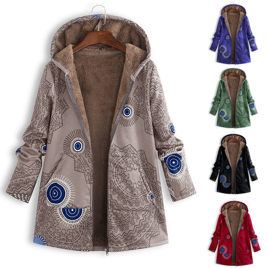 winter Amazon WISH European and American new women's clothing hooded plush shirt plush jacket