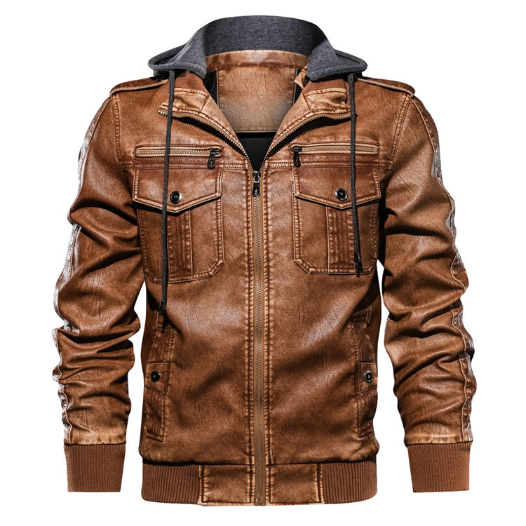 JOOM Men's Pu Leather Jacket Jacket Plus Size