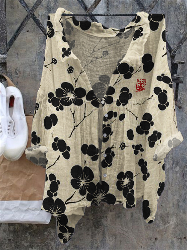 New Arrival Fashion Women's Shirt Natural Landscape Avatar Print