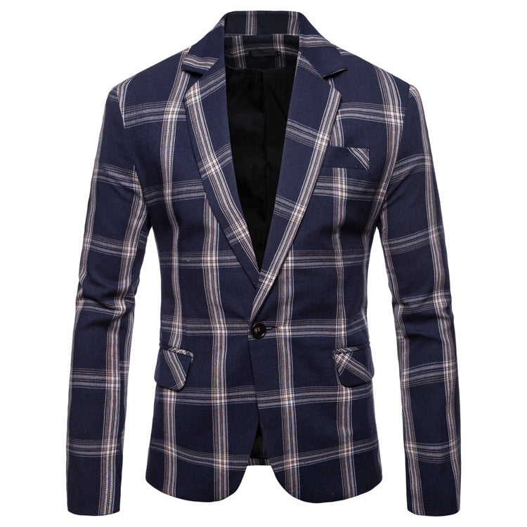 Casual Plaid Dress Small Suit Coat Man