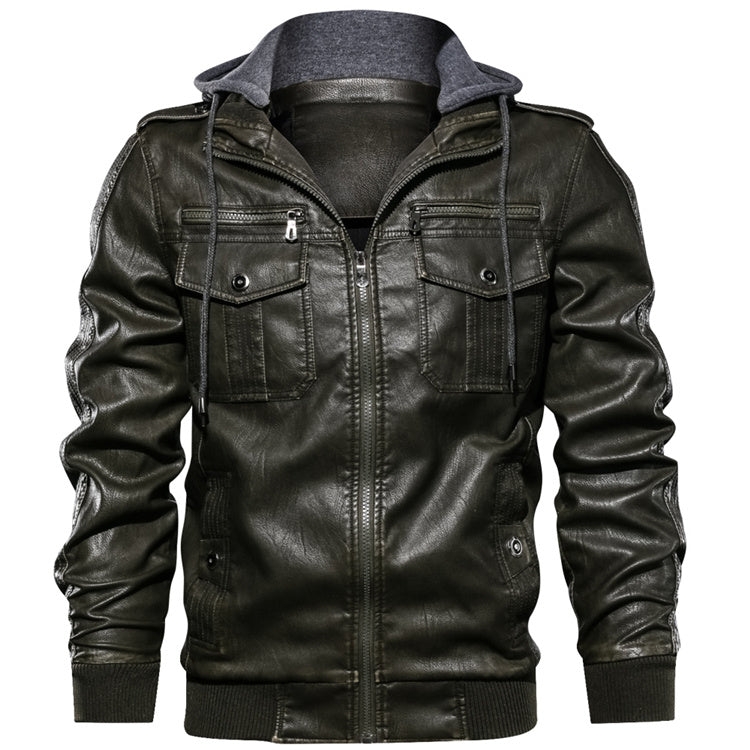 JOOM Men's Pu Leather Jacket Jacket Plus Size