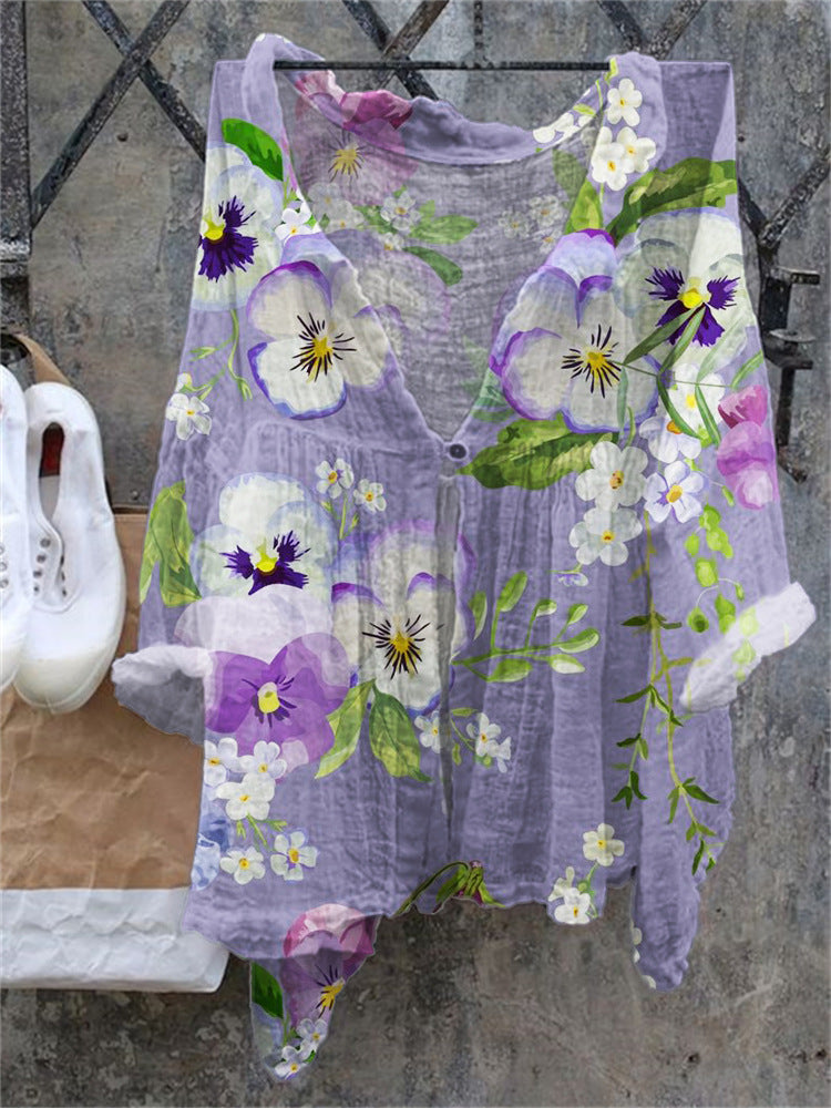 New Arrival Fashion Women's Shirt Natural Landscape Avatar Print