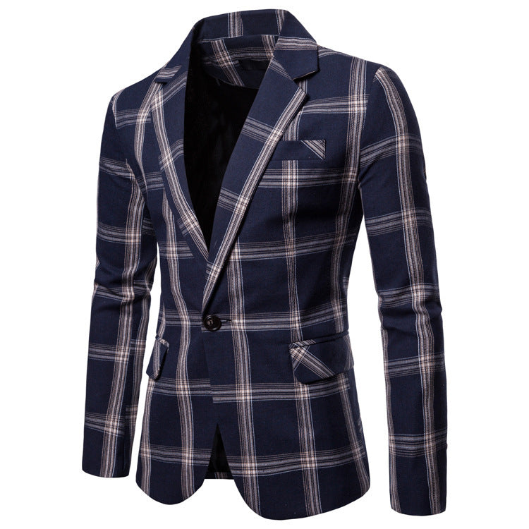 Casual Plaid Dress Small Suit Coat Man