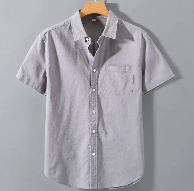 Men's Linen Short-sleeved Lapel Shirt