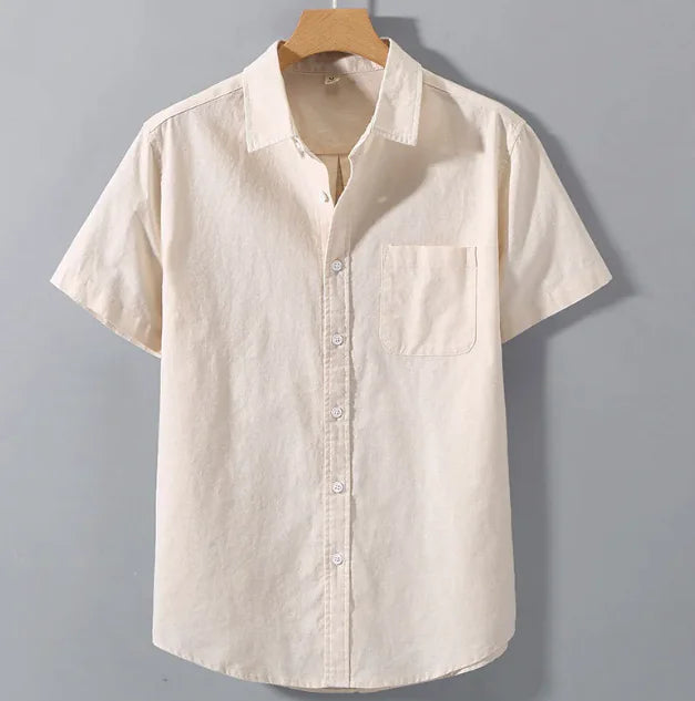 Men's Linen Short-sleeved Lapel Shirt