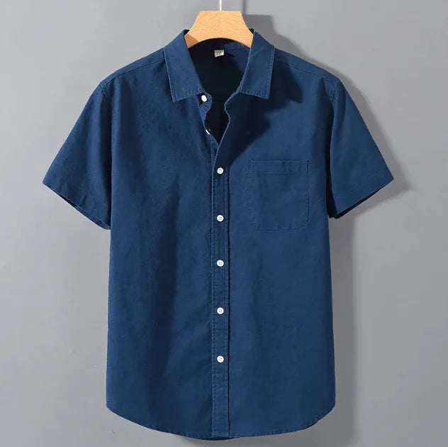 Men's Linen Short-sleeved Lapel Shirt