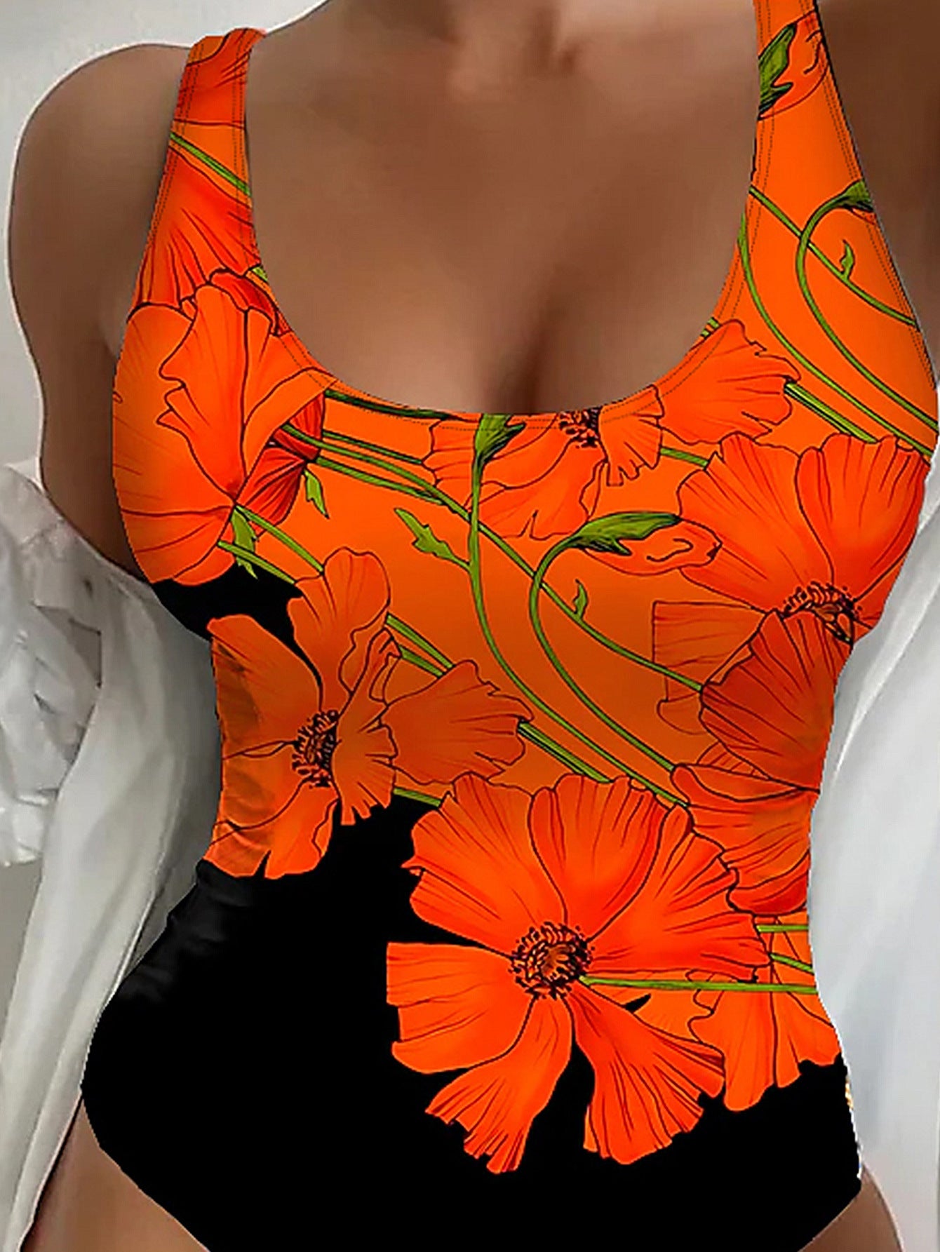 Swimsuit Slim Fit Sexy Flowers Printed Backless One-piece Bikini