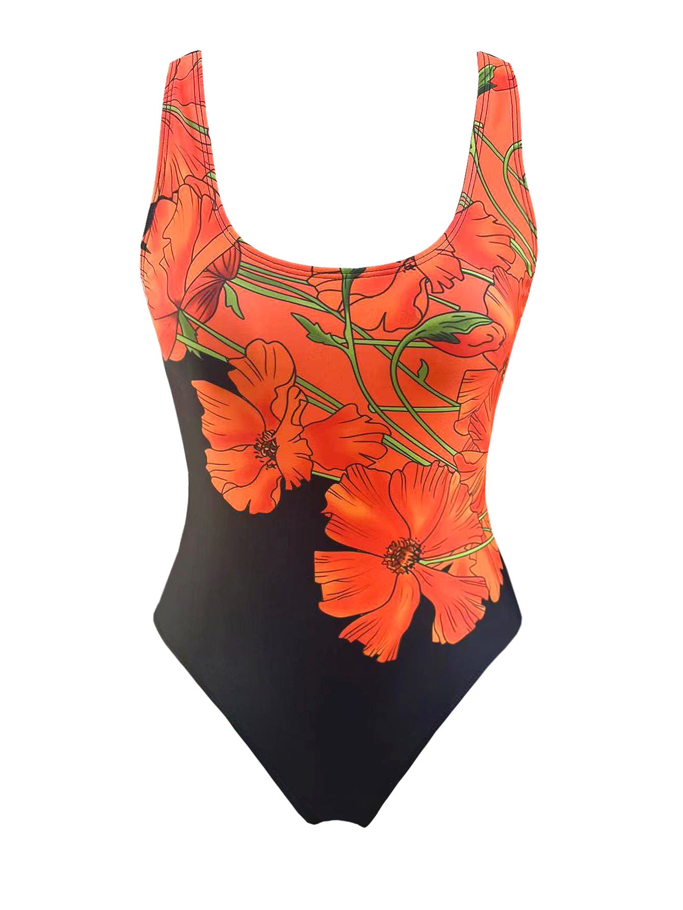 Swimsuit Slim Fit Sexy Flowers Printed Backless One-piece Bikini