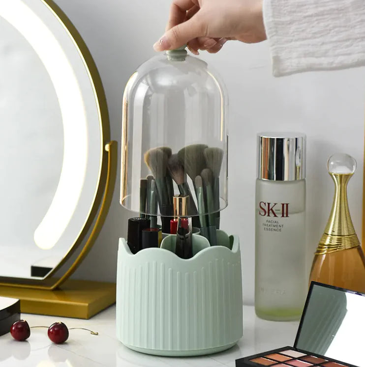 Rotating Cosmetic Brush Storage Container