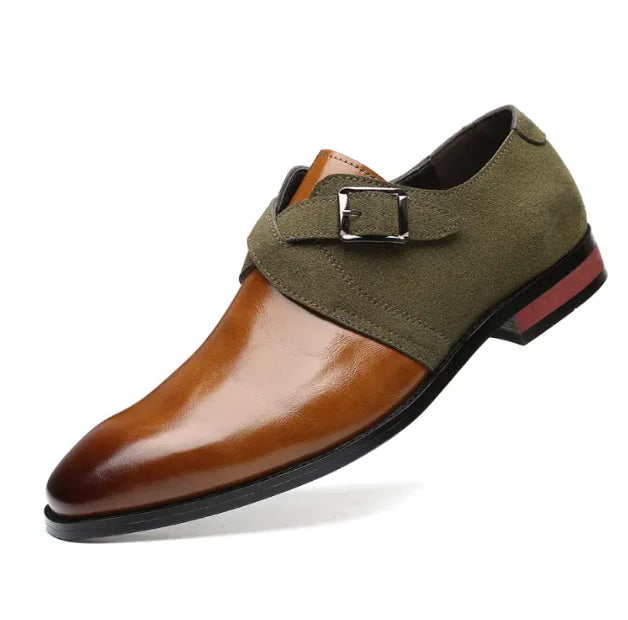 Men's Color-Blocked Leather Shoes