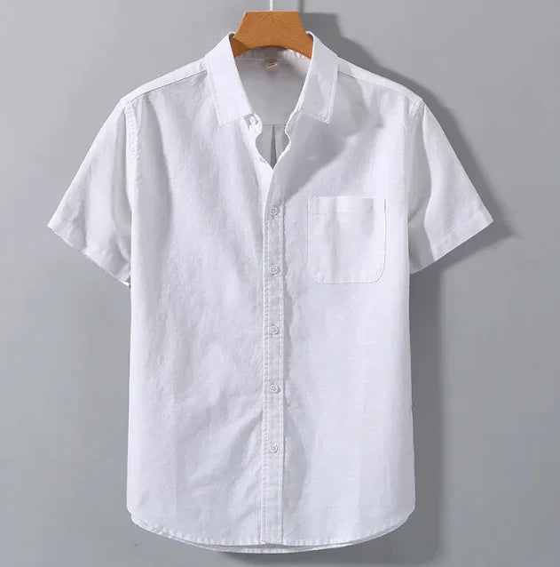 Men's Linen Short-sleeved Lapel Shirt